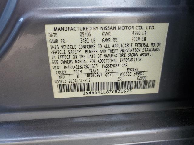 Photo 12 VIN: 1N4BA41E87C821675 - NISSAN MAXIMA SE 