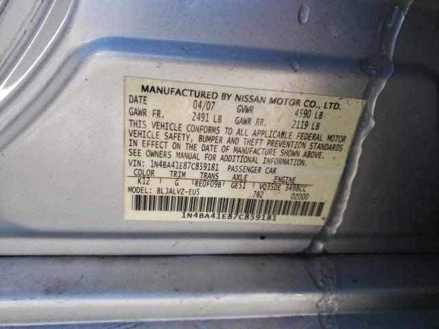 Photo 9 VIN: 1N4BA41E87C859181 - NISSAN MAXIMA SE 