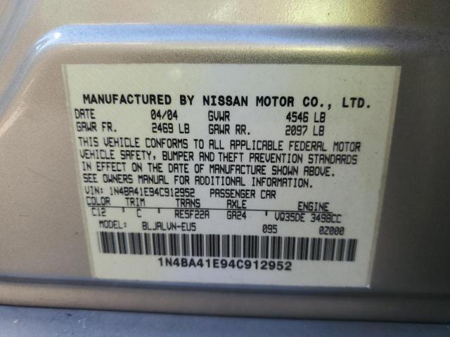 Photo 11 VIN: 1N4BA41E94C912952 - NISSAN MAXIMA SE 