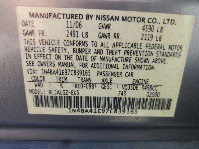 Photo 11 VIN: 1N4BA41E97C839165 - NISSAN MAXIMA 