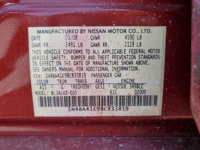 Photo 12 VIN: 1N4BA41E98C833819 - NISSAN MAXIMA 