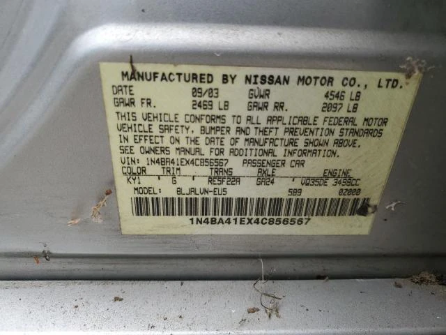 Photo 11 VIN: 1N4BA41EX4C856567 - NISSAN MAXIMA SE 