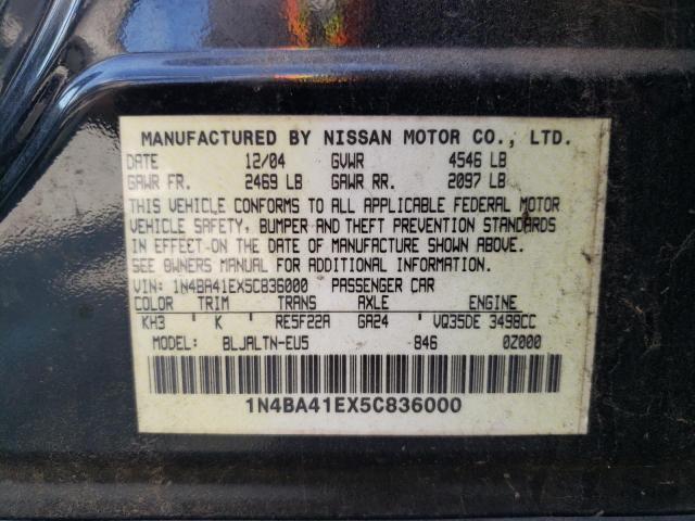 Photo 11 VIN: 1N4BA41EX5C836000 - NISSAN MAXIMA SE 