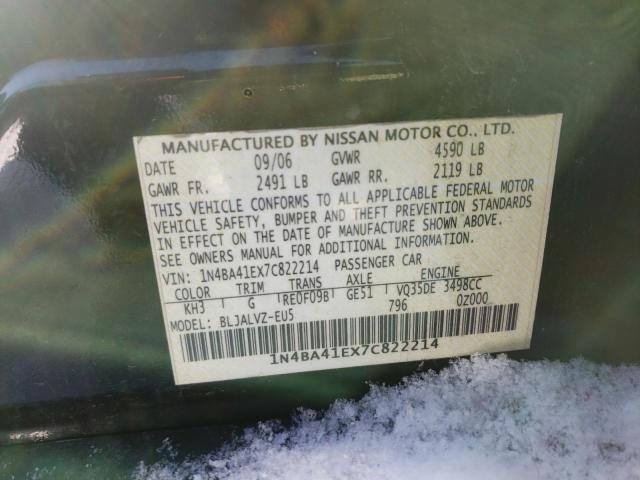 Photo 9 VIN: 1N4BA41EX7C822214 - NISSAN MAXIMA SE 