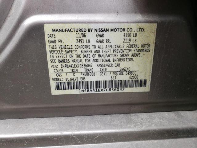 Photo 9 VIN: 1N4BA41EX7C836047 - NISSAN MAXIMA SE 