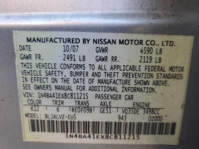 Photo 11 VIN: 1N4BA41EX8C811215 - NISSAN MAXIMA SE 