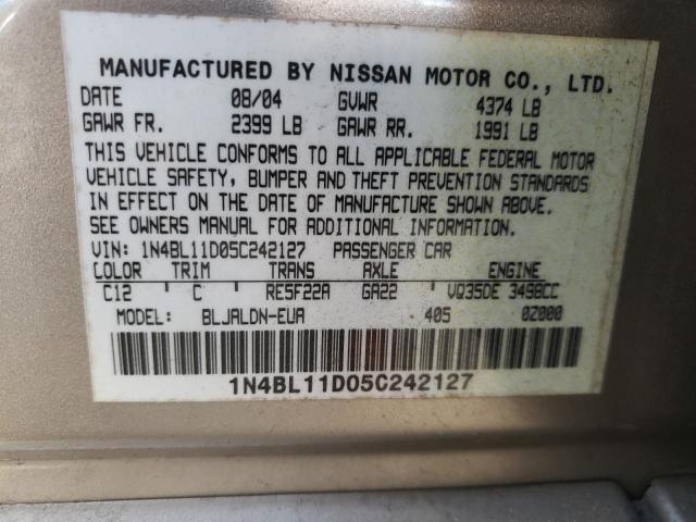 Photo 11 VIN: 1N4BL11D05C242127 - NISSAN ALTIMA SE 