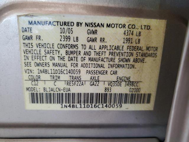 Photo 11 VIN: 1N4BL11D16C140059 - NISSAN ALTIMA 