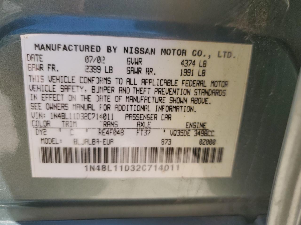 Photo 11 VIN: 1N4BL11D32C714011 - NISSAN ALTIMA 