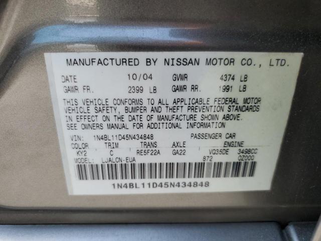 Photo 11 VIN: 1N4BL11D45N434848 - NISSAN ALTIMA SE 