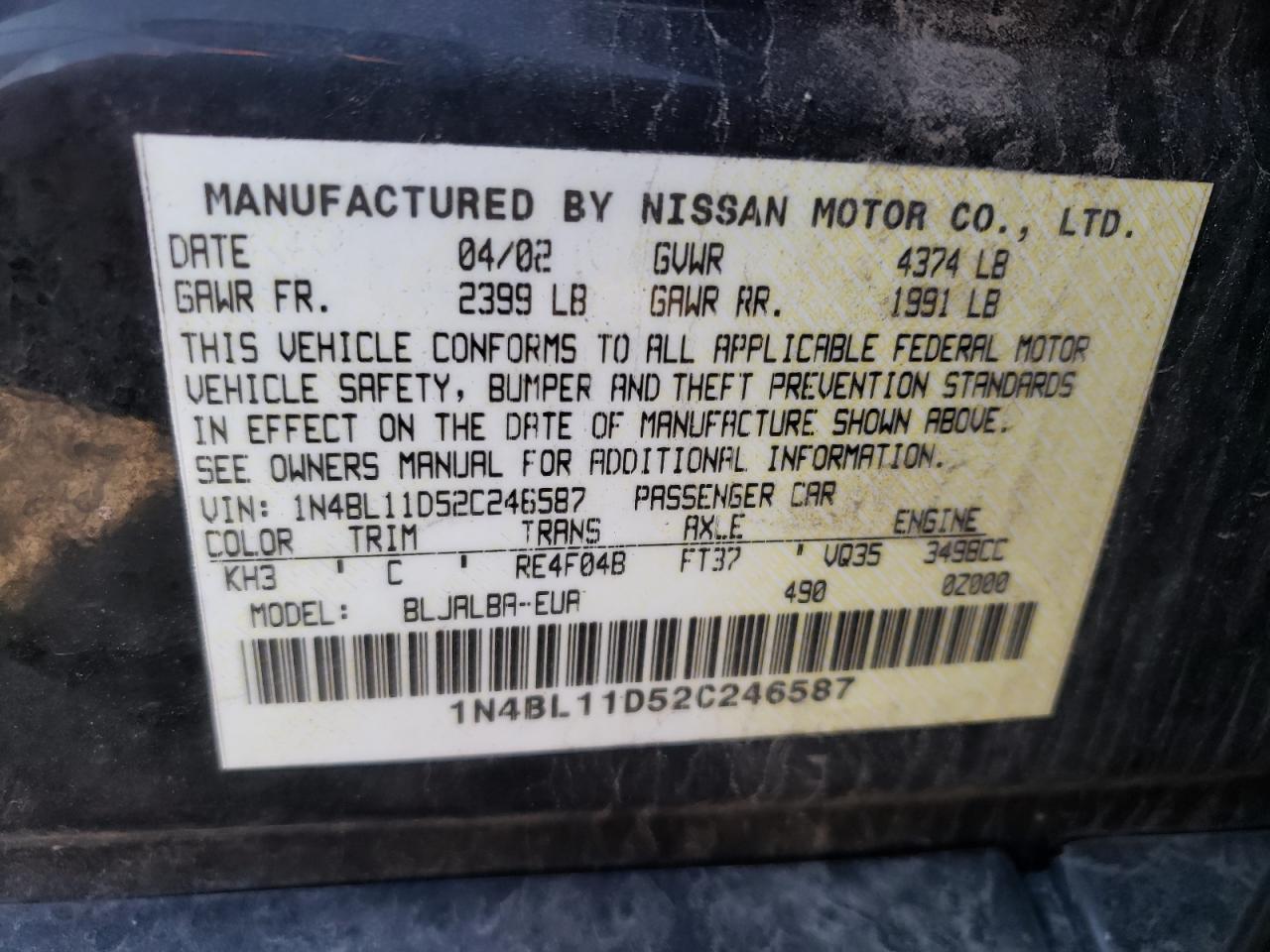 Photo 11 VIN: 1N4BL11D52C246587 - NISSAN ALTIMA 