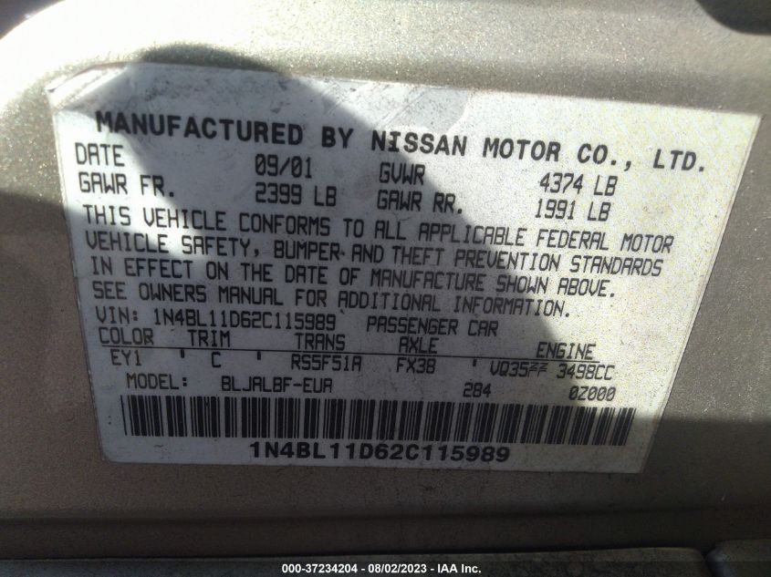 Photo 8 VIN: 1N4BL11D62C115989 - NISSAN ALTIMA 