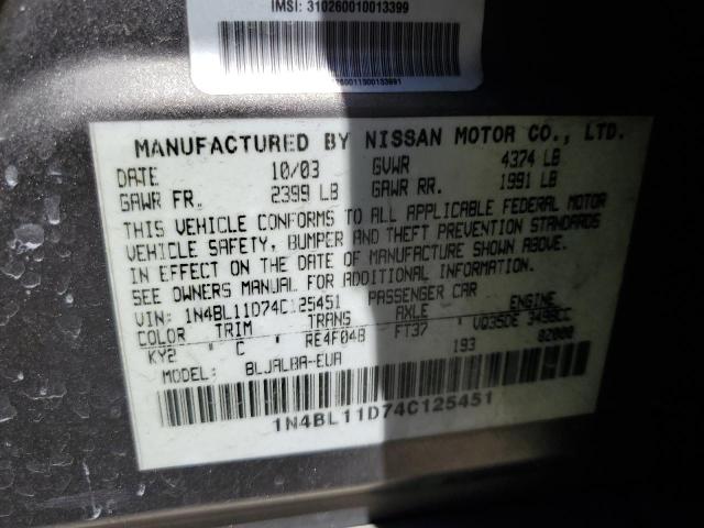 Photo 12 VIN: 1N4BL11D74C125451 - NISSAN ALTIMA 