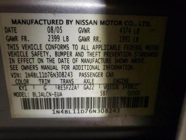 Photo 11 VIN: 1N4BL11D76N308243 - NISSAN ALTIMA 