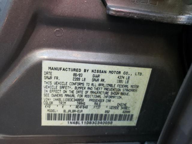 Photo 9 VIN: 1N4BL11D83C340058 - NISSAN ALTIMA SE 