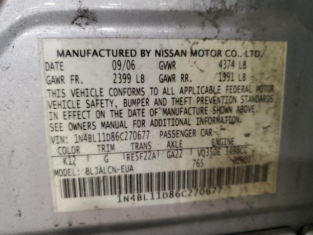 Photo 11 VIN: 1N4BL11D86C270677 - NISSAN ALTIMA 