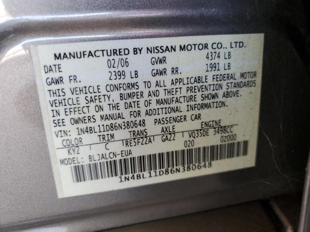 Photo 11 VIN: 1N4BL11D86N380648 - NISSAN ALTIMA SE 