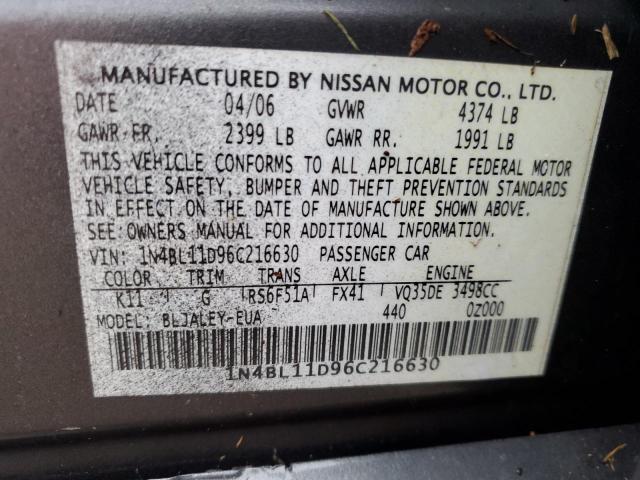 Photo 12 VIN: 1N4BL11D96C216630 - NISSAN ALTIMA SE 