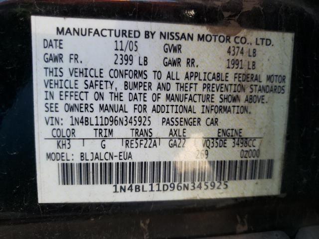 Photo 11 VIN: 1N4BL11D96N345925 - NISSAN ALTIMA SE 