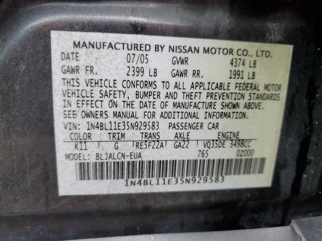 Photo 12 VIN: 1N4BL11E35N929583 - NISSAN ALTIMA 