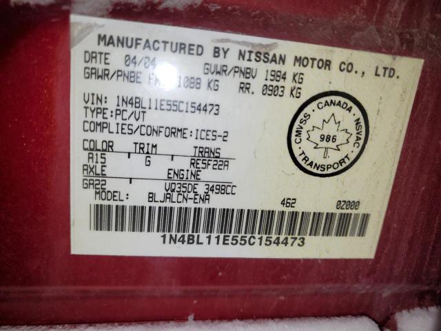 Photo 11 VIN: 1N4BL11E55C154473 - NISSAN ALTIMA 