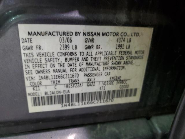 Photo 11 VIN: 1N4BL11E66C211670 - NISSAN ALTIMA SE 