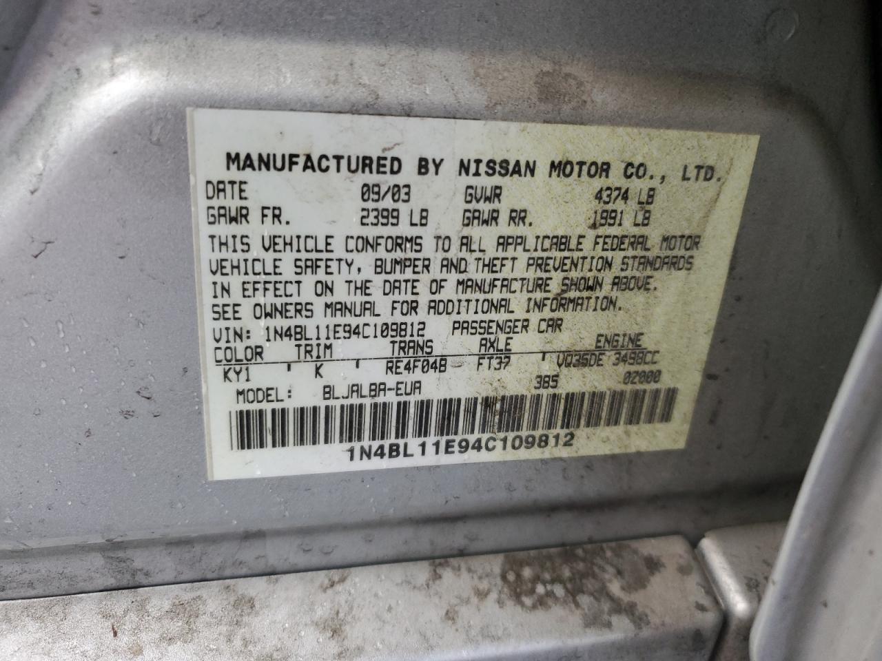 Photo 11 VIN: 1N4BL11E94C109812 - NISSAN ALTIMA 