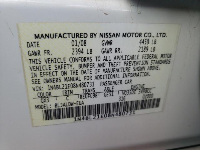 Photo 12 VIN: 1N4BL21E08N480731 - NISSAN ALTIMA 