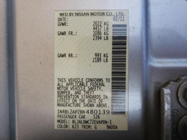 Photo 9 VIN: 1N4BL2AP2BN480139 - NISSAN ALTIMA SR 