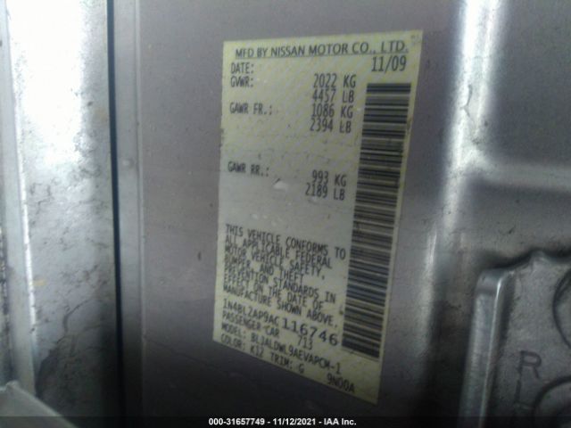 Photo 8 VIN: 1N4BL2AP9AC116746 - NISSAN ALTIMA 