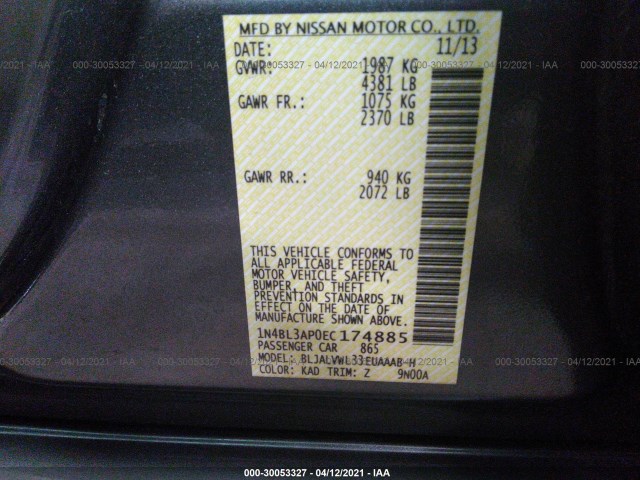 Photo 8 VIN: 1N4BL3AP0EC174885 - NISSAN ALTIMA 