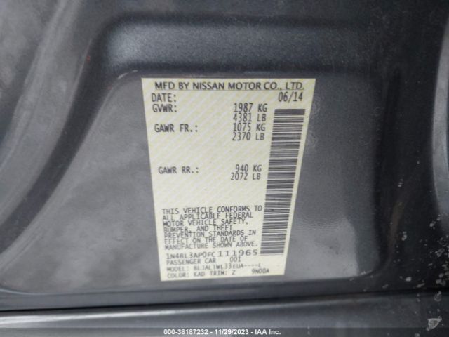 Photo 8 VIN: 1N4BL3AP0FC111965 - NISSAN ALTIMA 