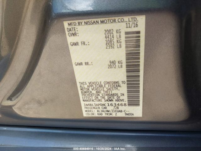 Photo 8 VIN: 1N4BL3AP0HC163468 - NISSAN ALTIMA 