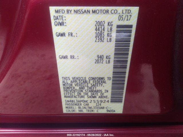 Photo 8 VIN: 1N4BL3AP0HC255924 - NISSAN ALTIMA 