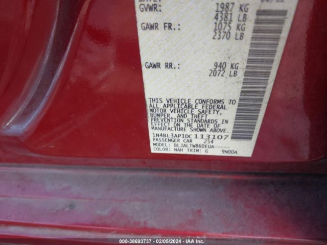 Photo 8 VIN: 1N4BL3AP1DC113107 - NISSAN ALTIMA 