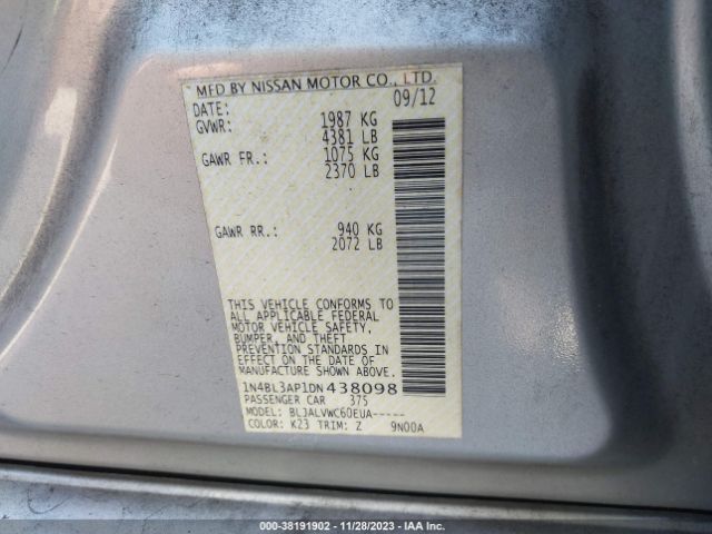 Photo 8 VIN: 1N4BL3AP1DN438098 - NISSAN ALTIMA 