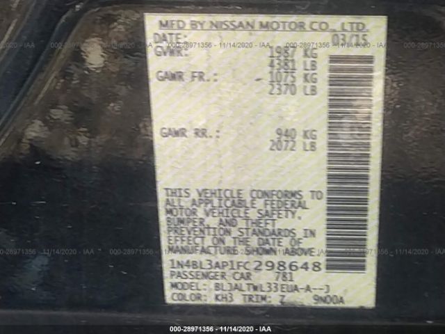 Photo 8 VIN: 1N4BL3AP1FC298648 - NISSAN ALTIMA 