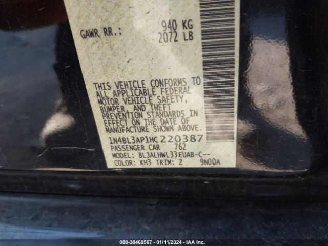 Photo 8 VIN: 1N4BL3AP1HC220387 - NISSAN ALTIMA 