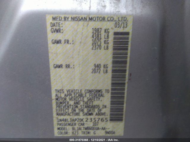 Photo 8 VIN: 1N4BL3AP2DC235765 - NISSAN ALTIMA 