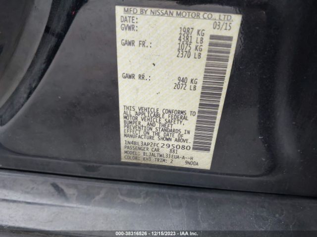 Photo 8 VIN: 1N4BL3AP2FC295080 - NISSAN ALTIMA 