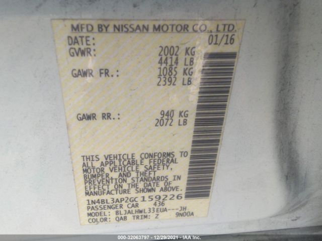 Photo 8 VIN: 1N4BL3AP2GC159226 - NISSAN ALTIMA 