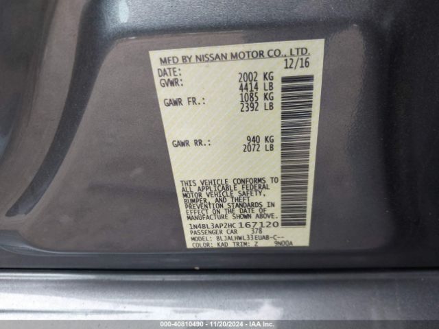 Photo 8 VIN: 1N4BL3AP2HC167120 - NISSAN ALTIMA 