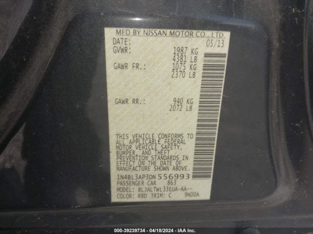 Photo 8 VIN: 1N4BL3AP3DN556993 - NISSAN ALTIMA 