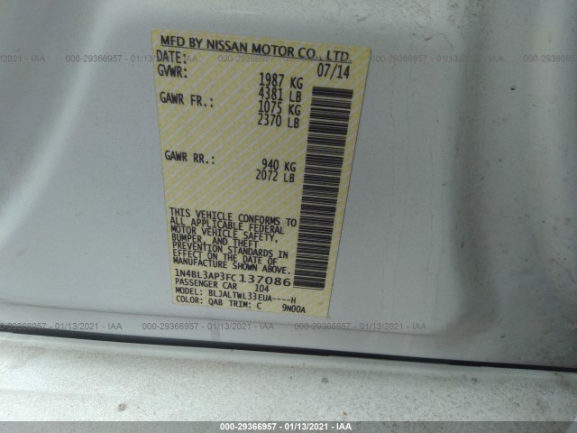 Photo 8 VIN: 1N4BL3AP3FC137086 - NISSAN ALTIMA 