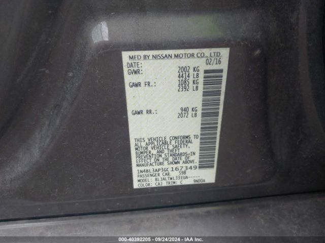 Photo 8 VIN: 1N4BL3AP3GC167349 - NISSAN ALTIMA 