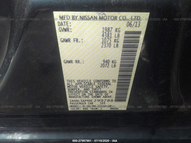 Photo 8 VIN: 1N4BL3AP4DC299788 - NISSAN ALTIMA 