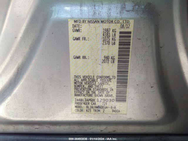 Photo 8 VIN: 1N4BL3AP6DC129030 - NISSAN ALTIMA 