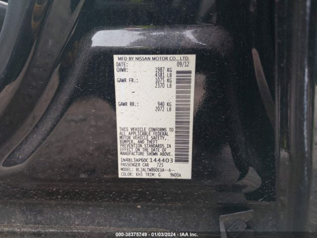 Photo 8 VIN: 1N4BL3AP6DC144403 - NISSAN ALTIMA 