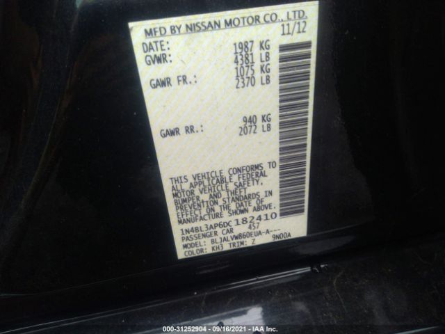 Photo 8 VIN: 1N4BL3AP6DC182410 - NISSAN ALTIMA 