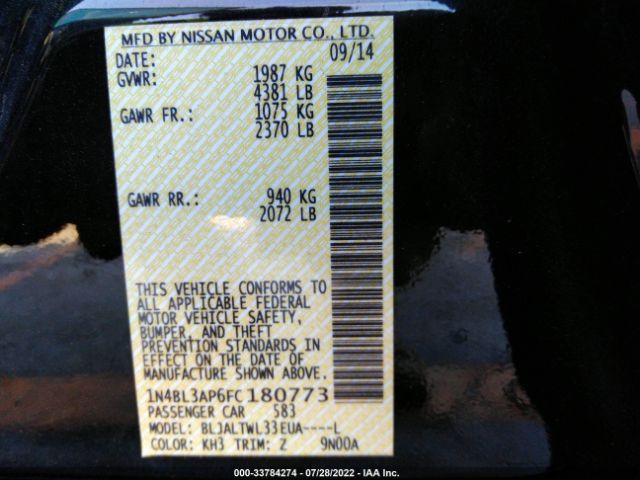 Photo 8 VIN: 1N4BL3AP6FC180773 - NISSAN ALTIMA 